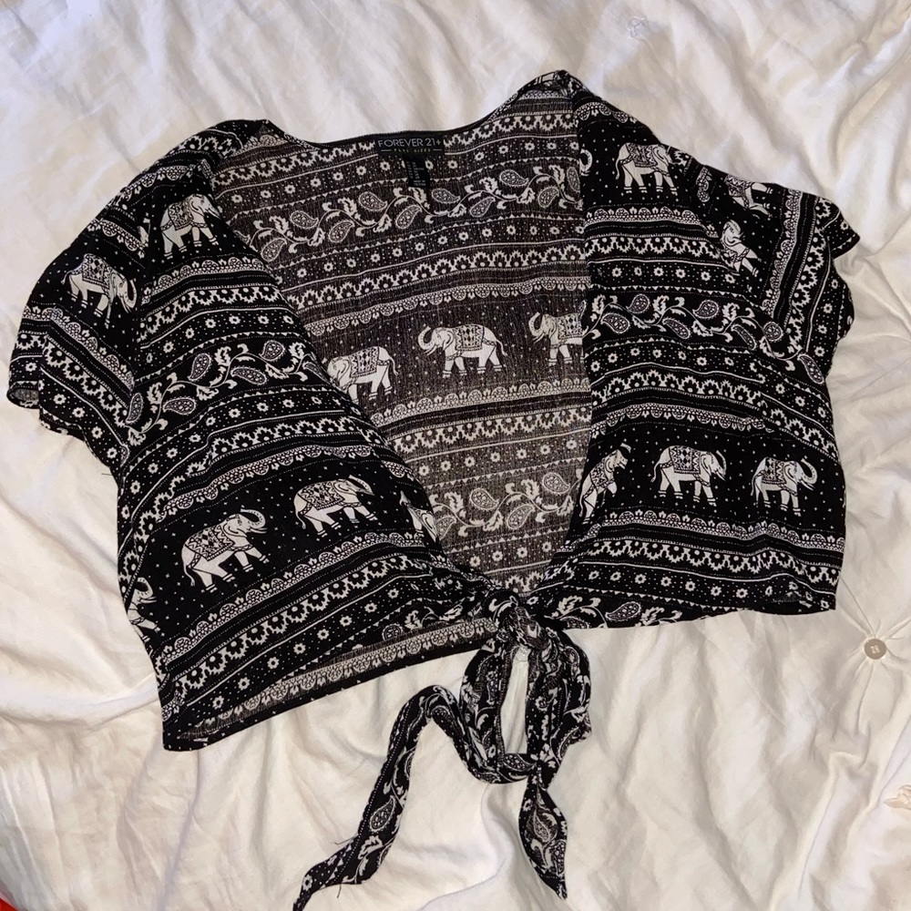 elephant print tie crop top 3x